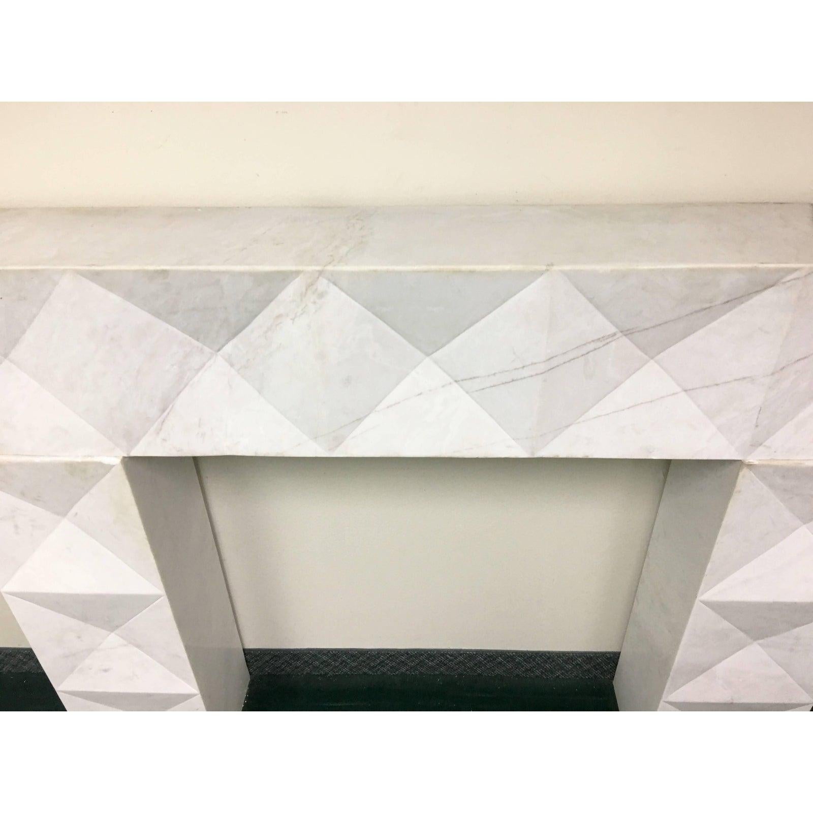 Mid-20th Century 1960s Brutalist Style Mantel in Carrara Marble in Style of De Coene Frères For Sale