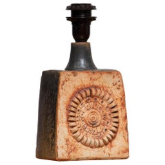 1960s, Brutalist Terracotta Pottery Table Lamp by Bernard Rooke, England