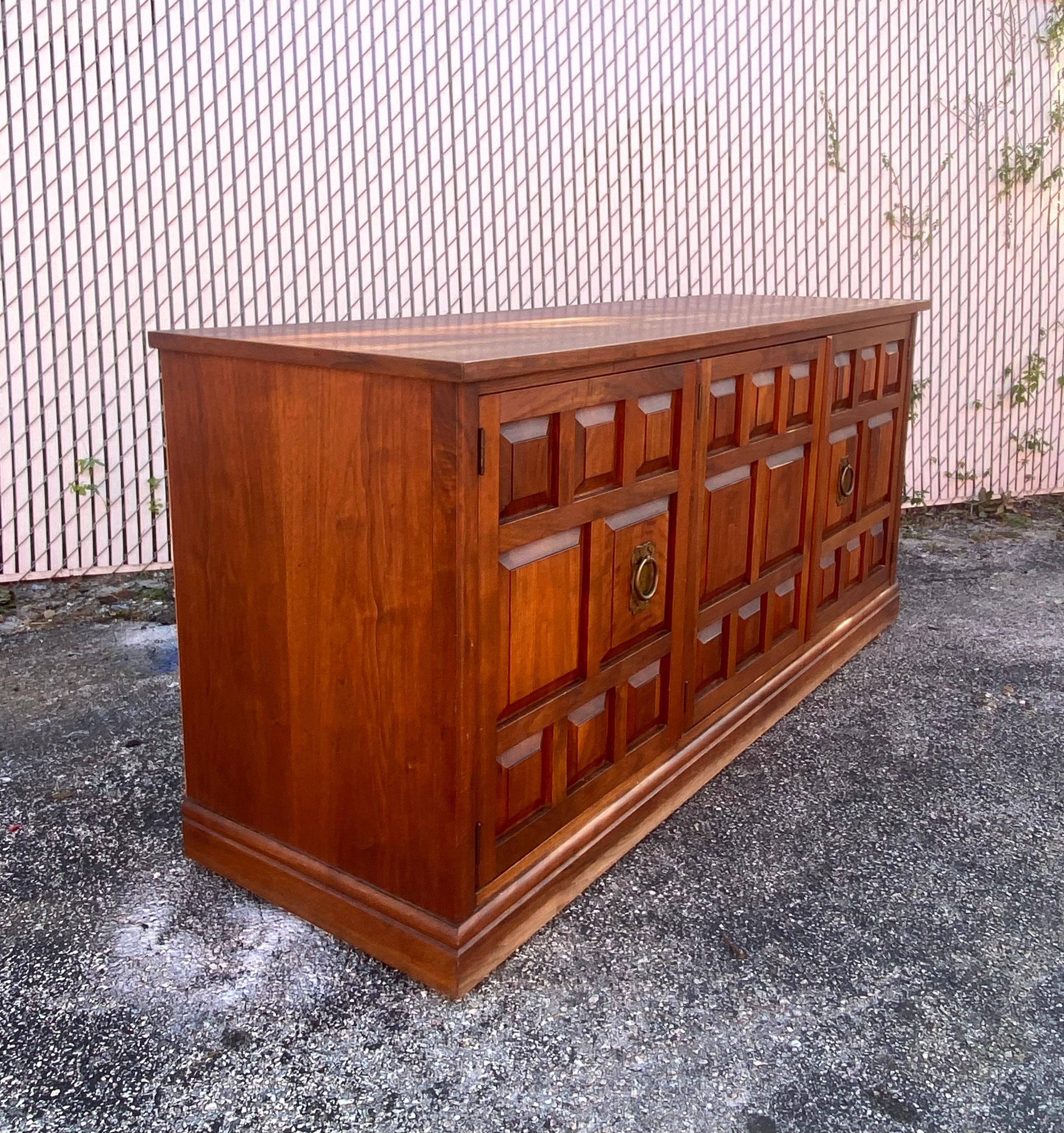 1960s Widdicomb Spanish Baroque Style Wood SideBoard Storage Cabinet For Sale 1