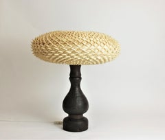 Brutalistische Holztischlampe aus den 1960er Jahren