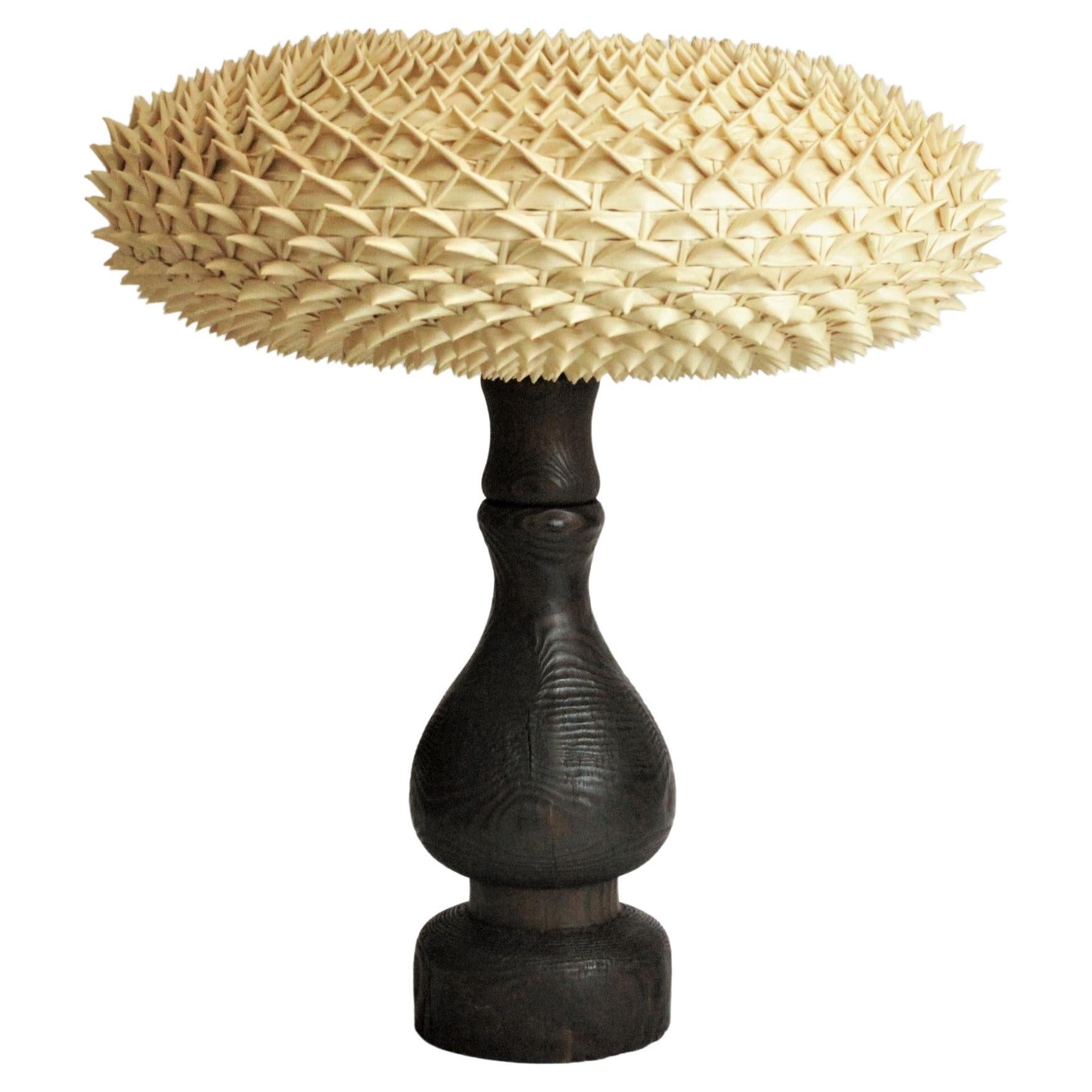 1960s Brutalist Wooden Table Lamp For Sale