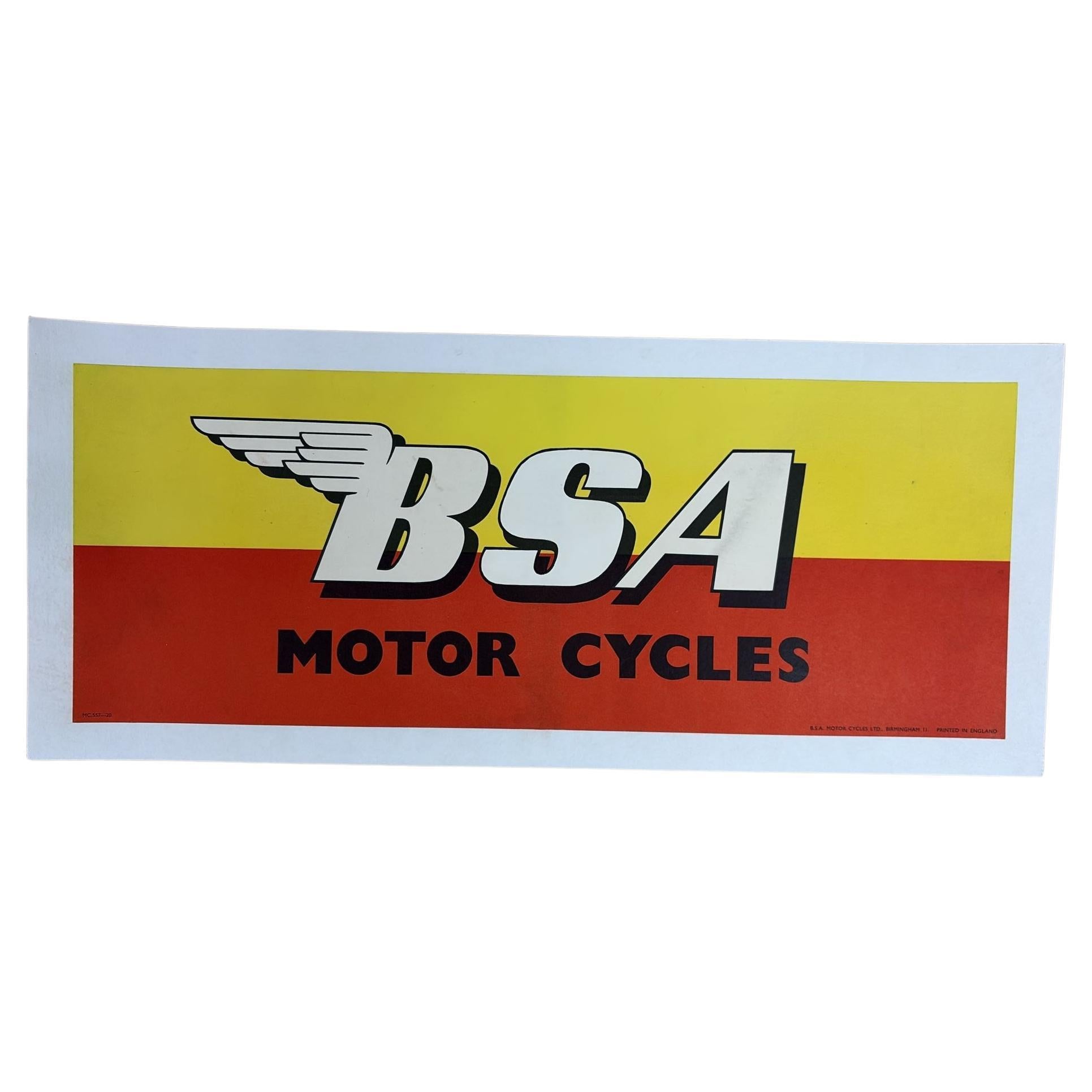 Poster originale d'epoca delle moto BSA degli anni '60 in vendita