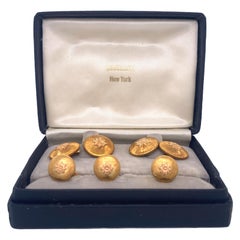 1960's Buccellati 18 Karat or jaune Gents Cufflink Stud Set Vintage Mens