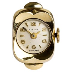Retro 1960s Bucherer 18 Karat Gold Ring Watch