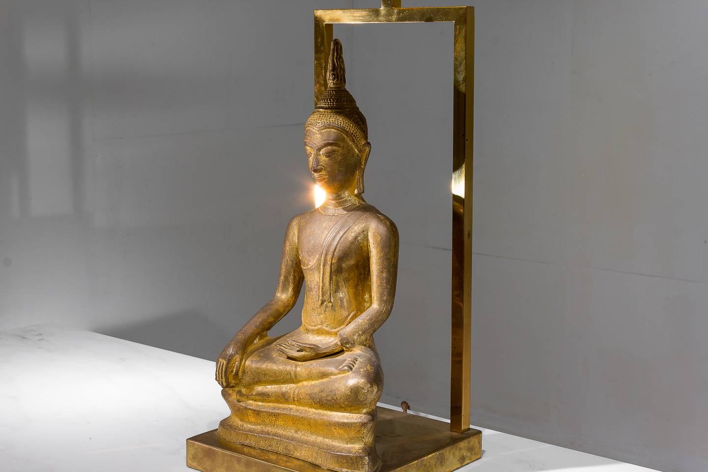 Gilt 1960s Buddha Lamp