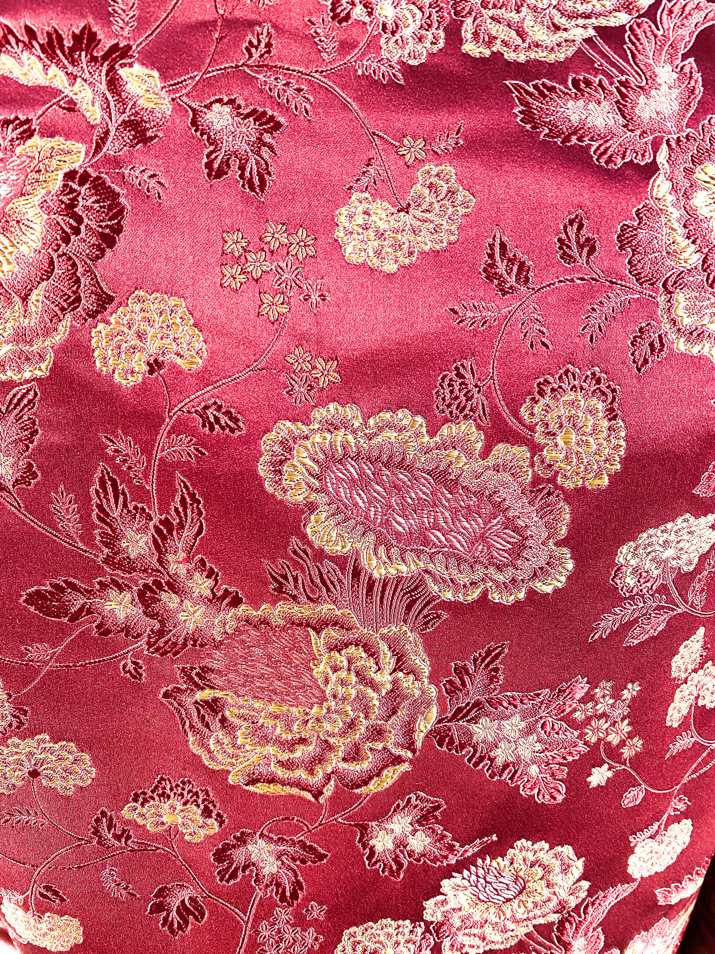 1960s Burgundy & Gold Floral Brocade Dress and Coat Set In Good Condition For Sale In San Francisco, CA