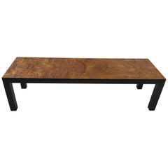 1960s Burl Wood Parsons Style Coffee Table