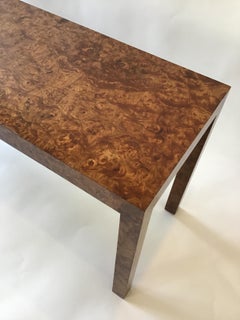 1960s Burled Wood Parsons Console Table