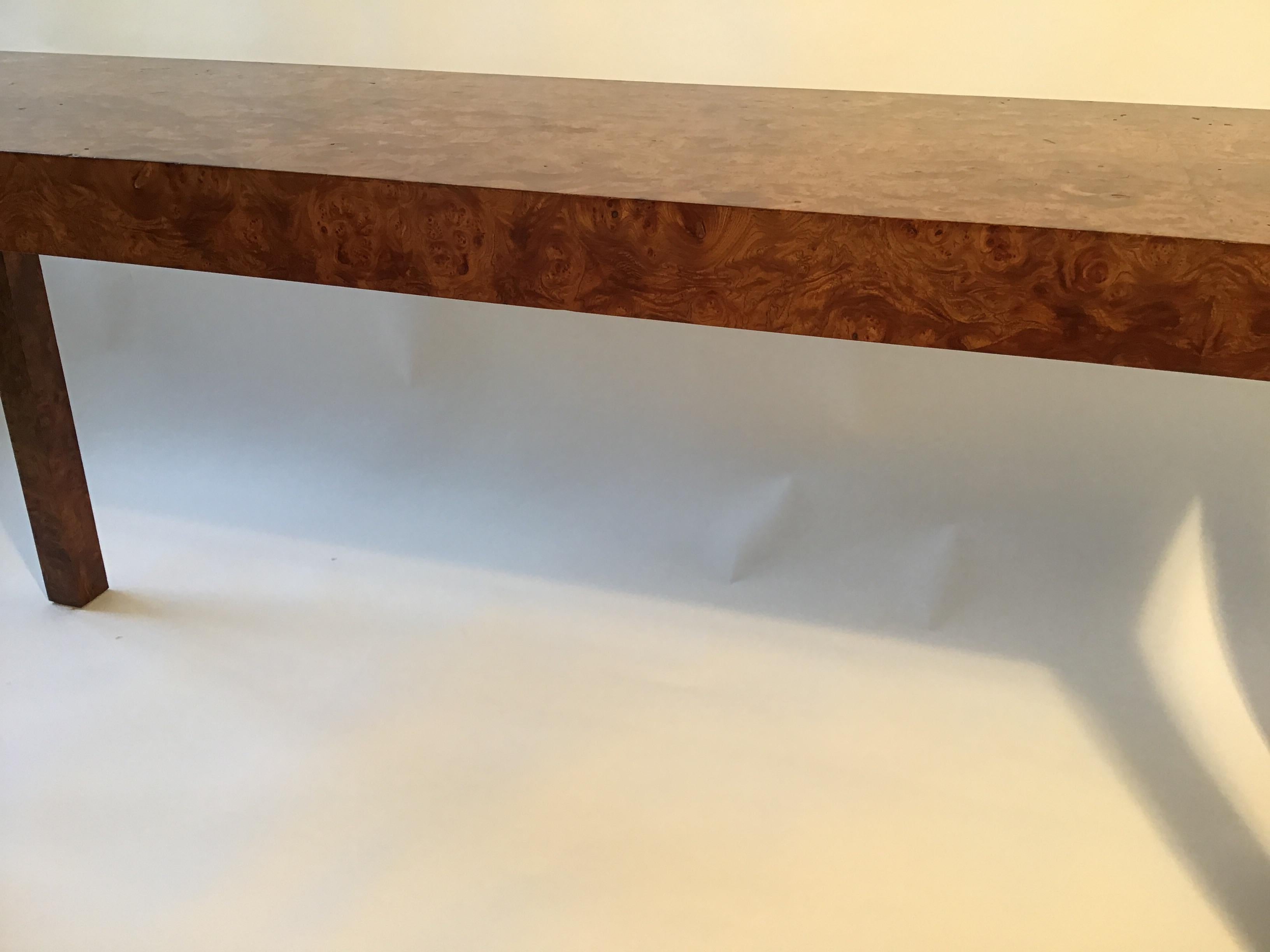 1960s Burled Wood Parsons Console Table  2