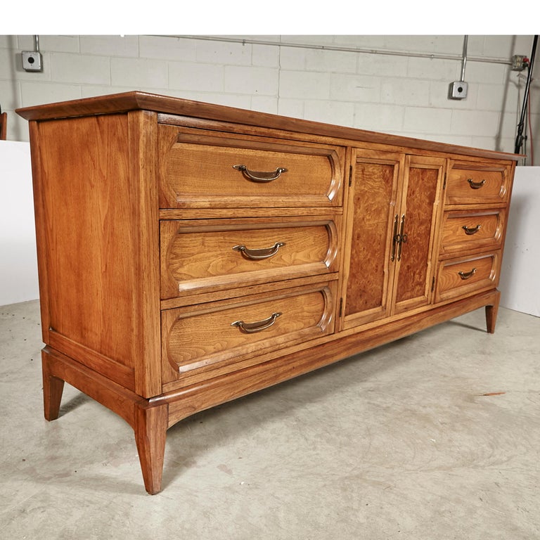 1960s Burl Wood 9-Drawer Dresser For Sale at 1stDibs