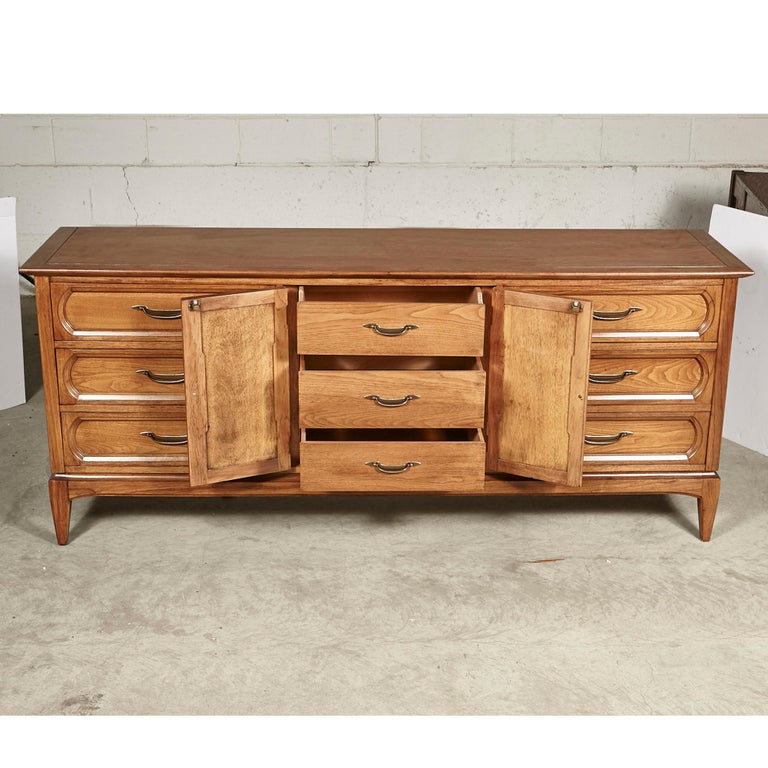 1960s Burl Wood 9-Drawer Dresser For Sale at 1stdibs