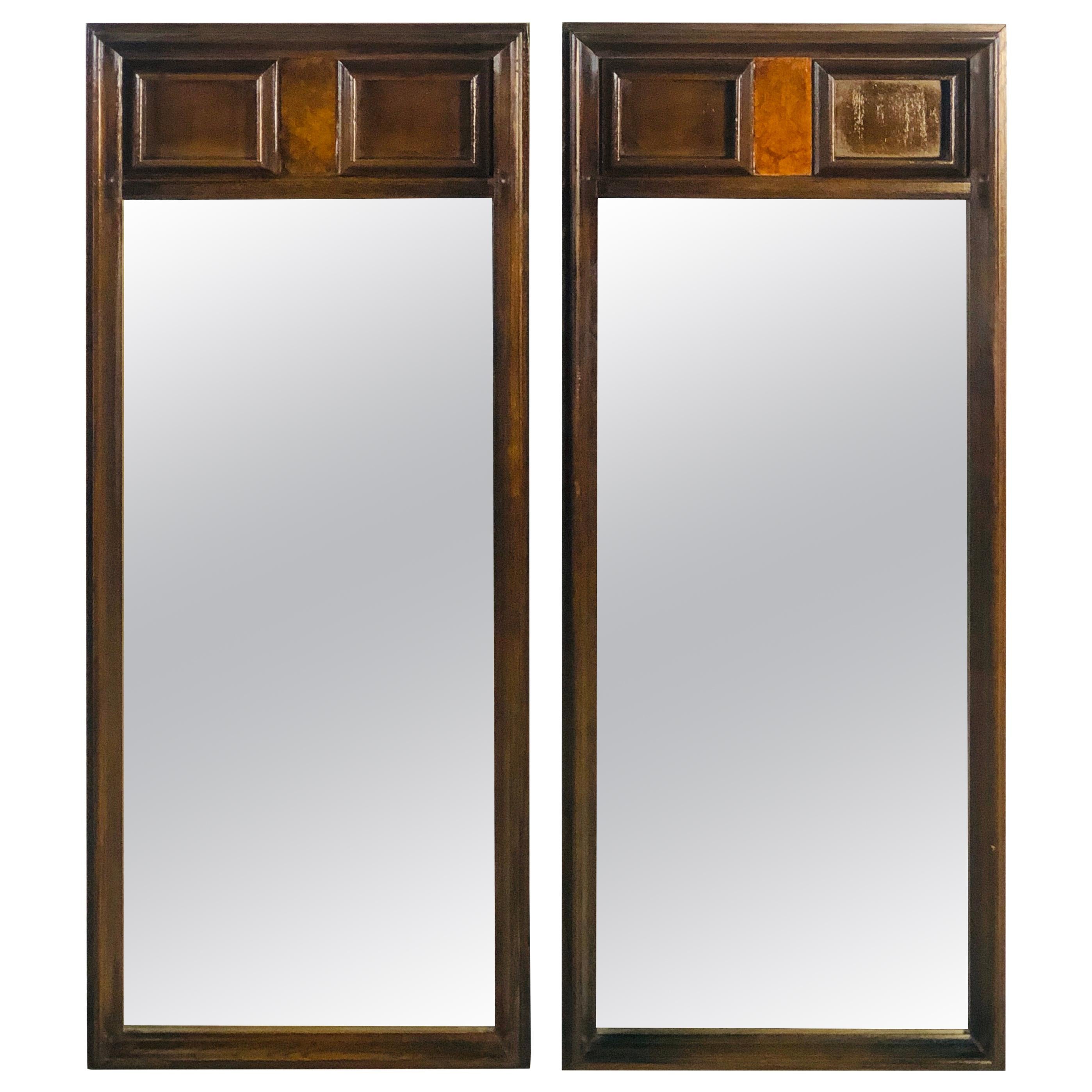 1960s Burlwood Style Wall Mirrors, Pair For Sale