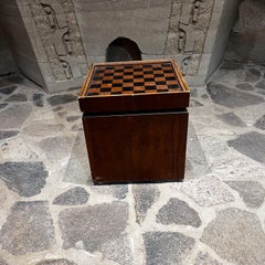 1960s by Lane Walnut and Vinyl Chess Table with Storage