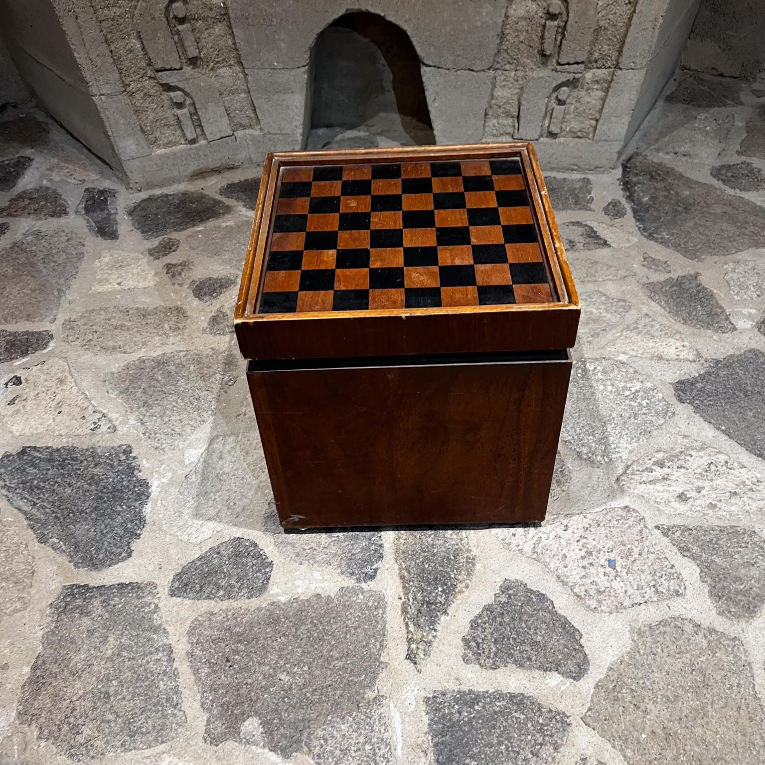 Mid-Century Modern 1960s by Lane Walnut and Vinyl Chess Table with Storage For Sale