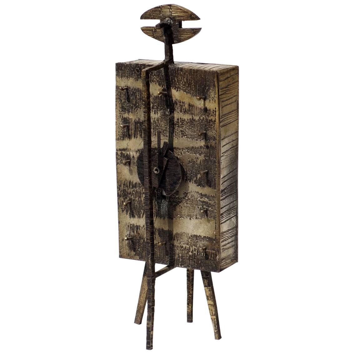 1960s by Lorenzo Burchiellaro Metal Figure Table Clock
