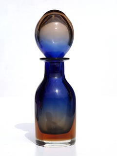 1960s by Mario Pinzoni for Seguso "Sommerso" Murano Glass Pair of Bottles