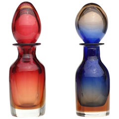 1960er Jahre von Mario Pinzoni für Seguso "Sommerso" Muranoglasflaschen-Paar
