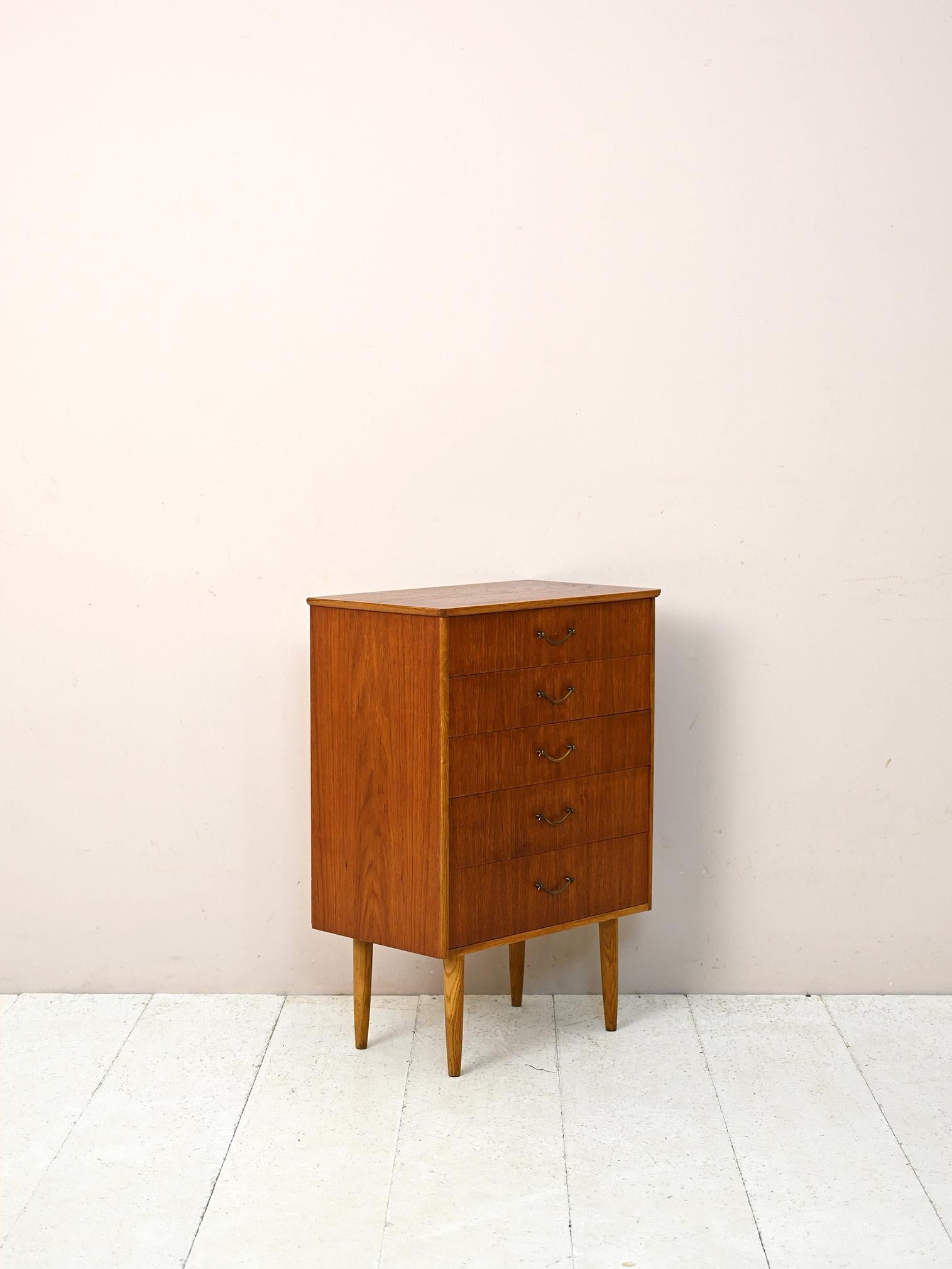 Scandinavian Modern 1960s Cabinet with Brass Handles