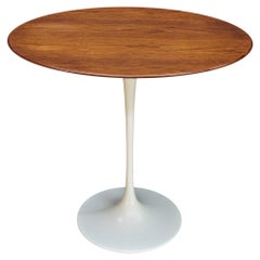 1960s CabinModern Oval Walnut Tulip Side Table Eero Saarinen Knoll Elliptical