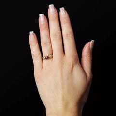 1960s Cabochon Ruby Diamonds 18 Karat Yellow Gold Domed Band Ring