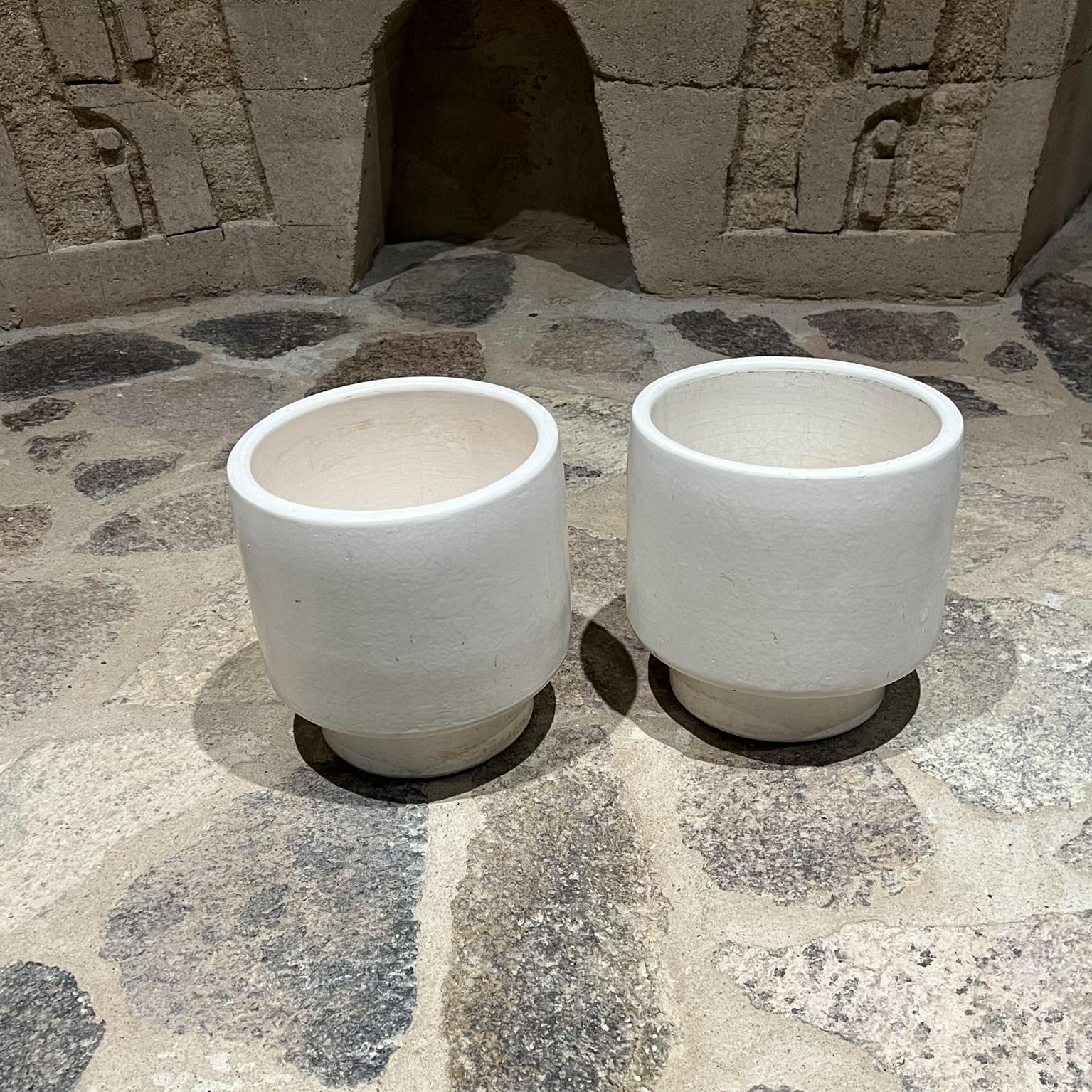 1960s Architectural Pottery White Planter Pots Footed Style of Lagardo Tackett 1