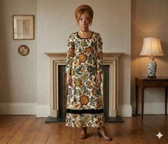 1960s California Charmer Regency Revival Floral Maxi Dress