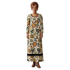 1960s California Charmer Regency Revival Floral Maxi Dress