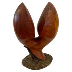 1960's California Design Mid Century Abstract Walnut & Bronze Sculpture