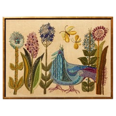 1960s California Modernist Crewelwork Embroidery Art