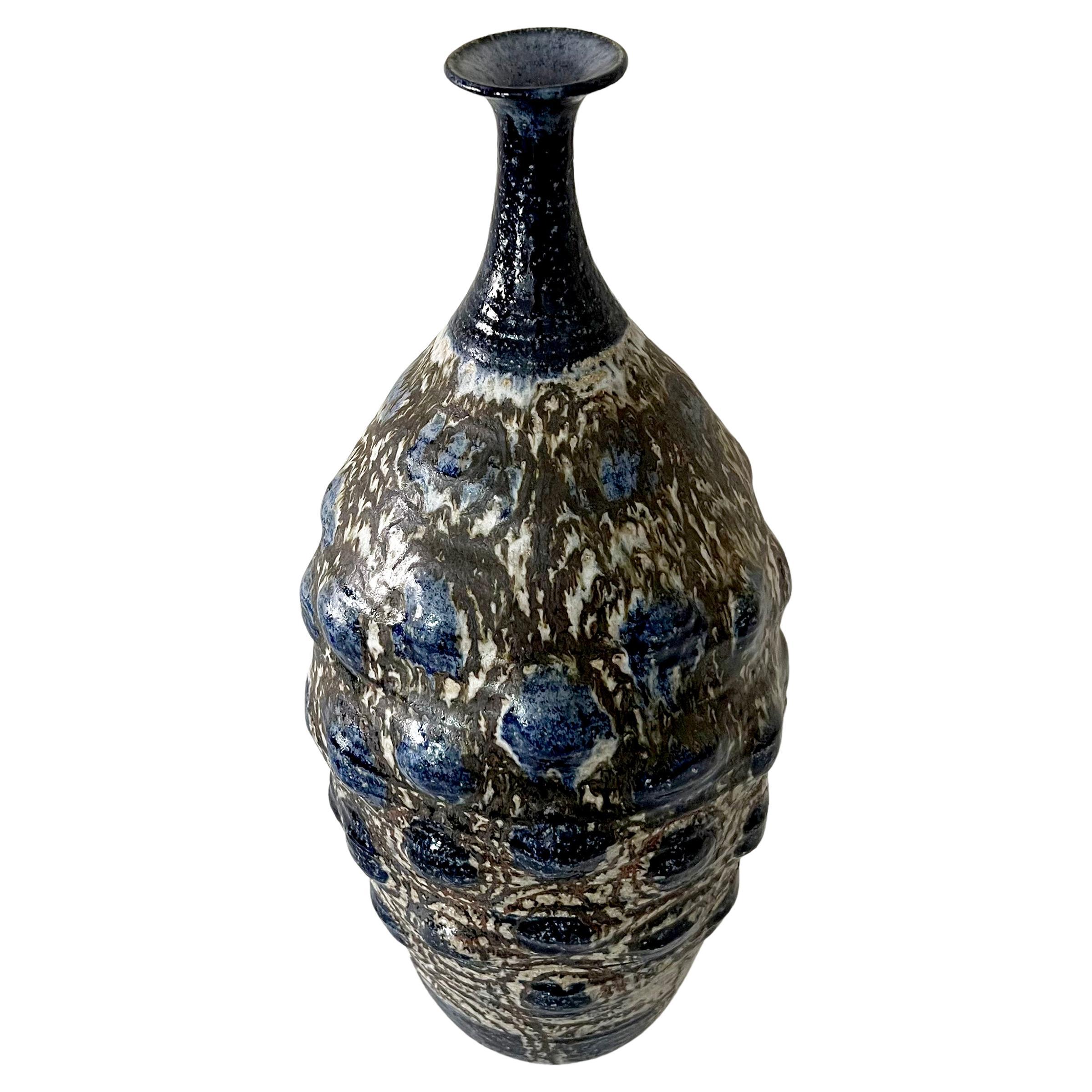 American 1960s California Modernist Studio Pottery Bumpy Bottle Vase