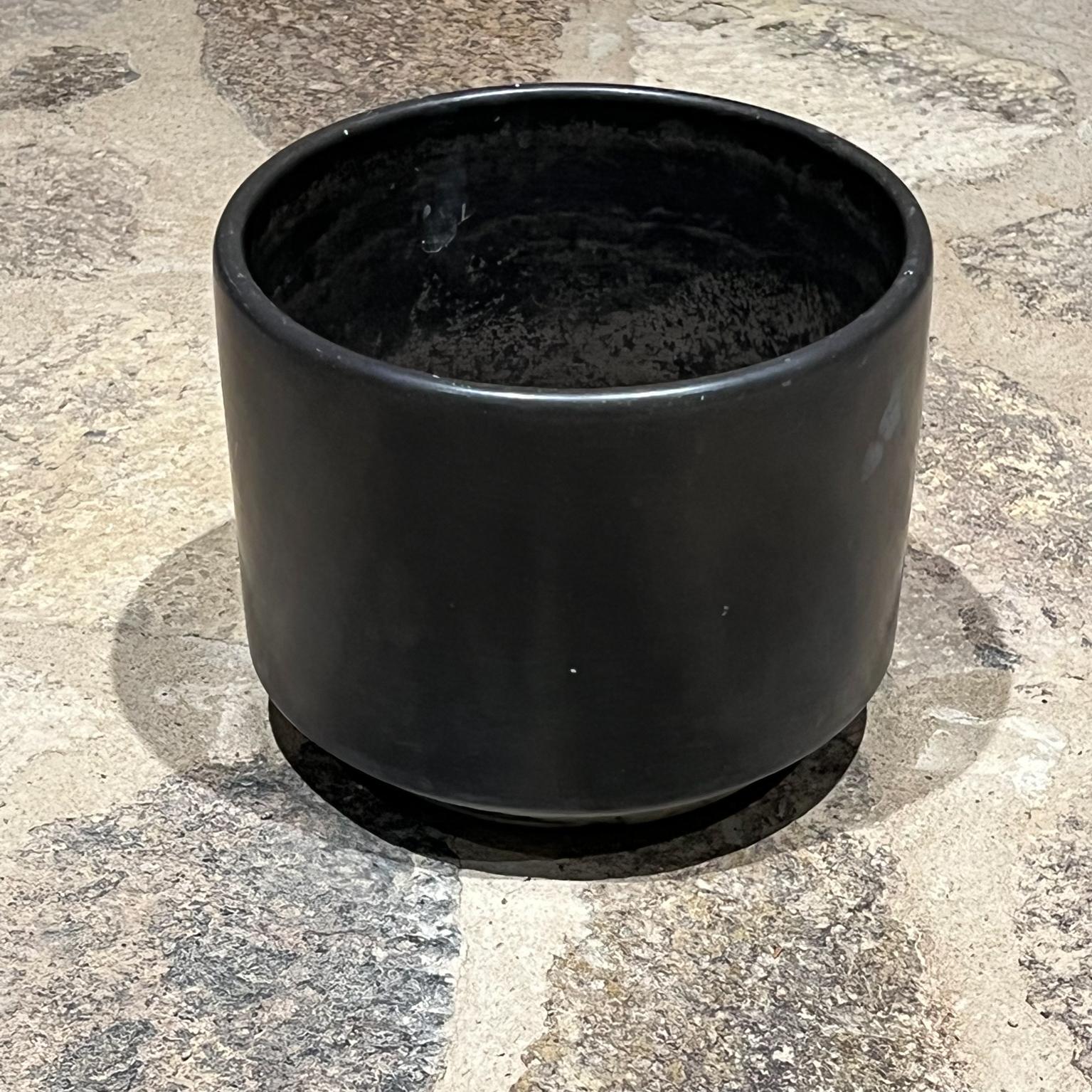 Mid-Century Modern 1960s California Architectural Pottery Modern Matte Black Planter Pot For Sale