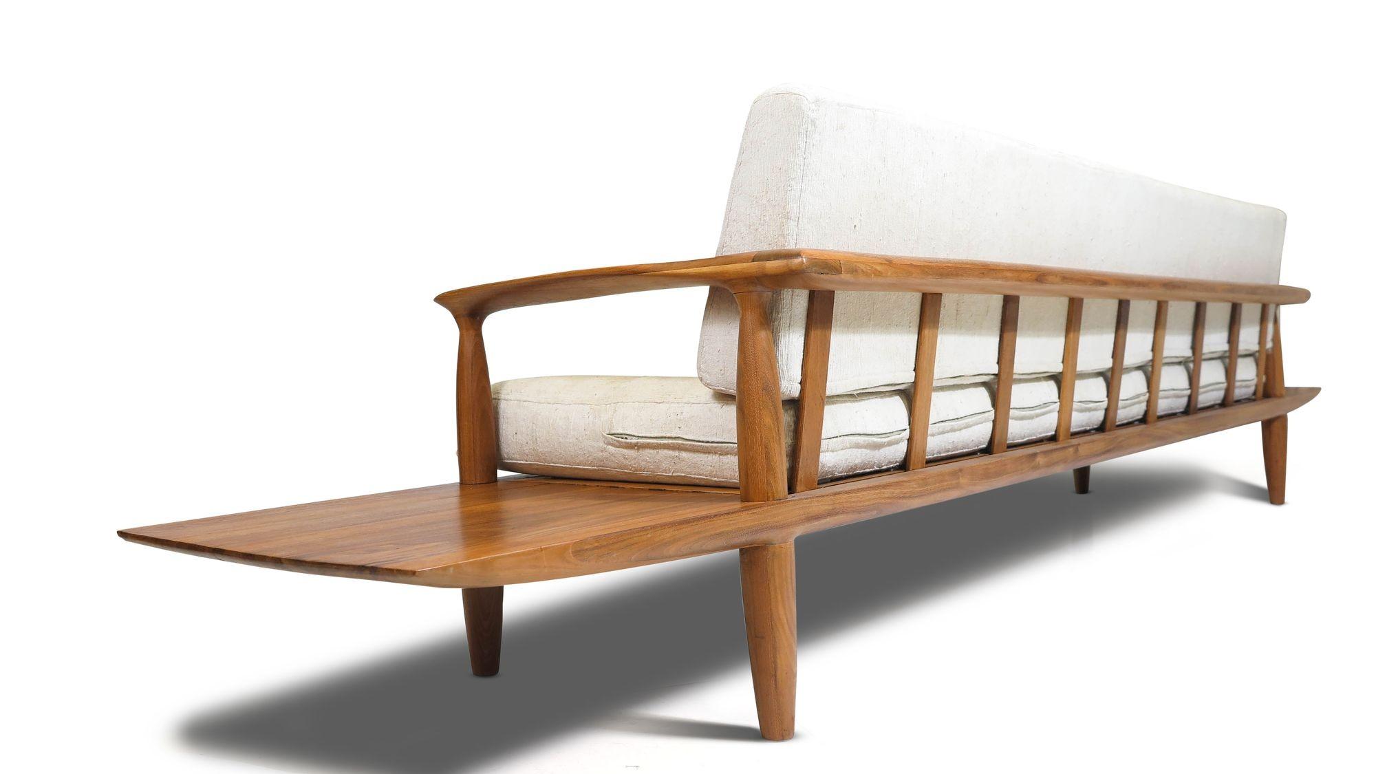 Oiled 1960's California Studio Walnut Sofa Bench For Sale