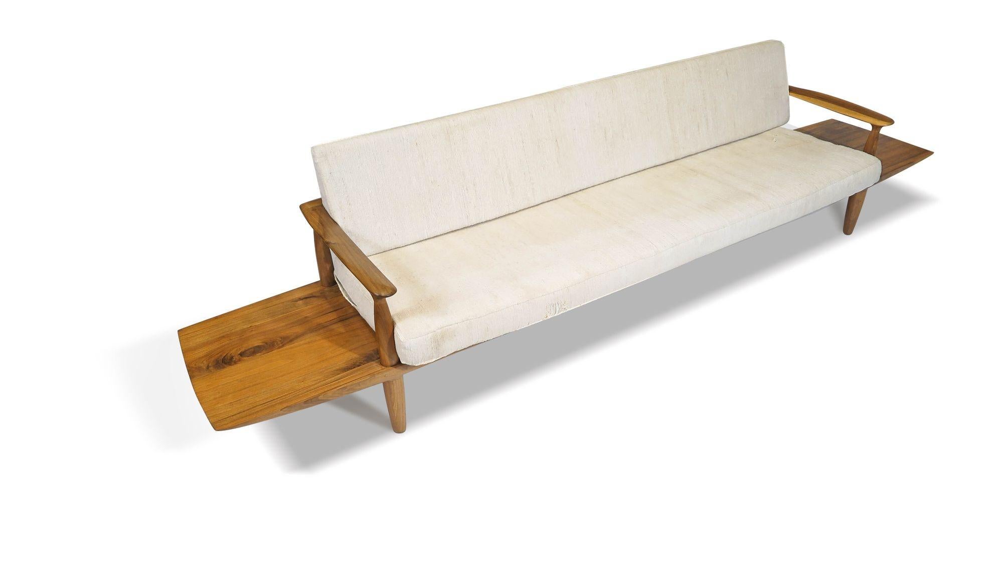 20th Century 1960's California Studio Walnut Sofa Bench For Sale