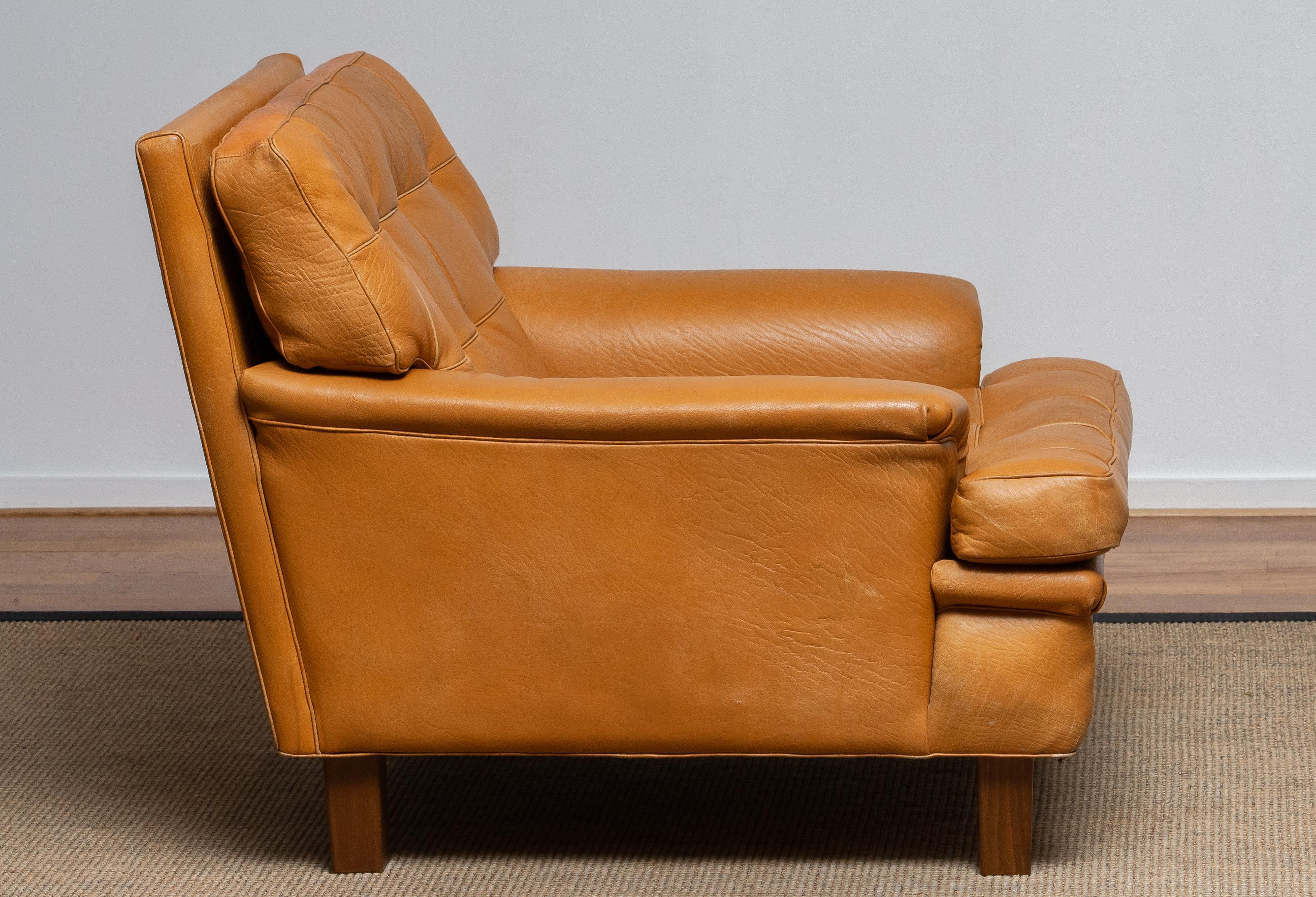 Swedish 1960s Camel Quilted Buffalo Leather 