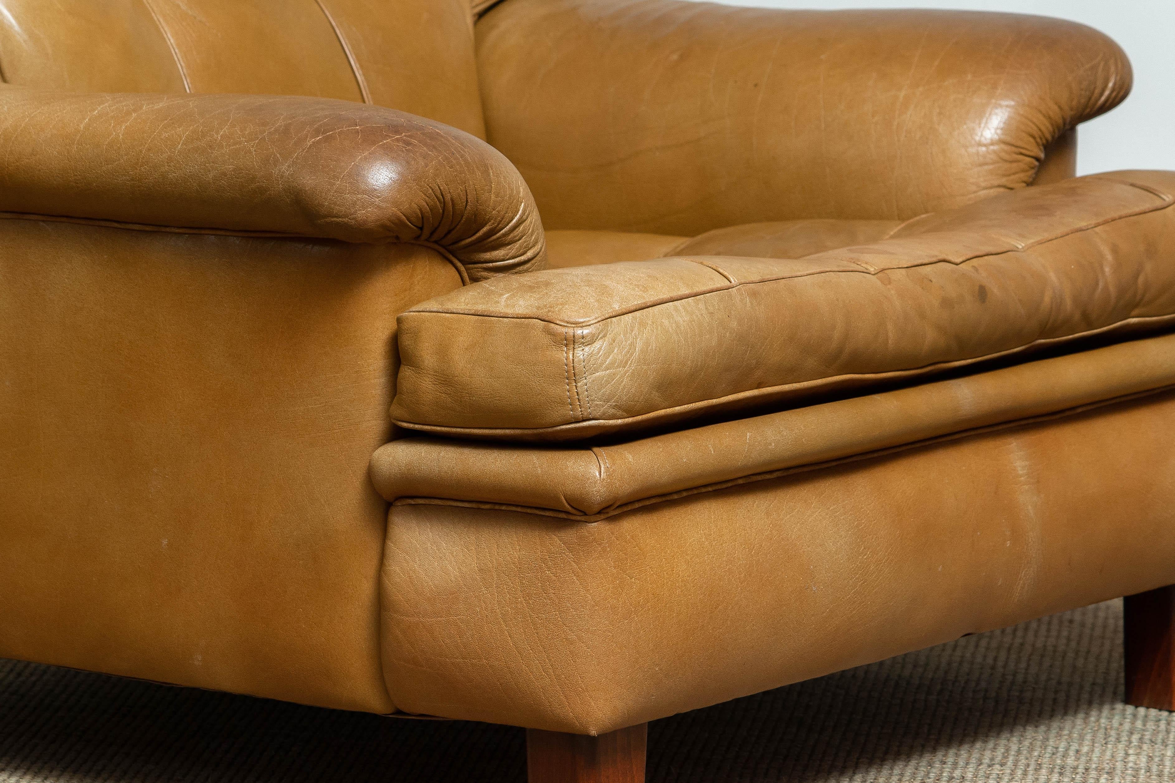 Swedish 1960's Camel Quilted Buffalo Leather 