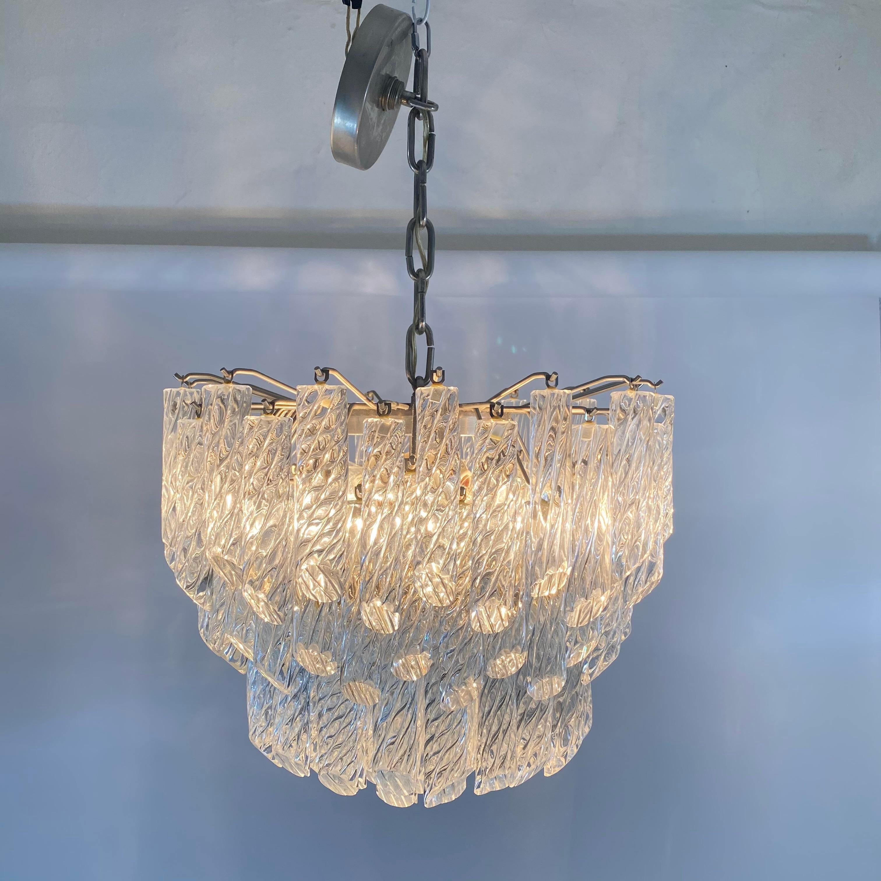 Mid-20th Century 1960s Camer Spiral Murano Glass Chandelier For Sale