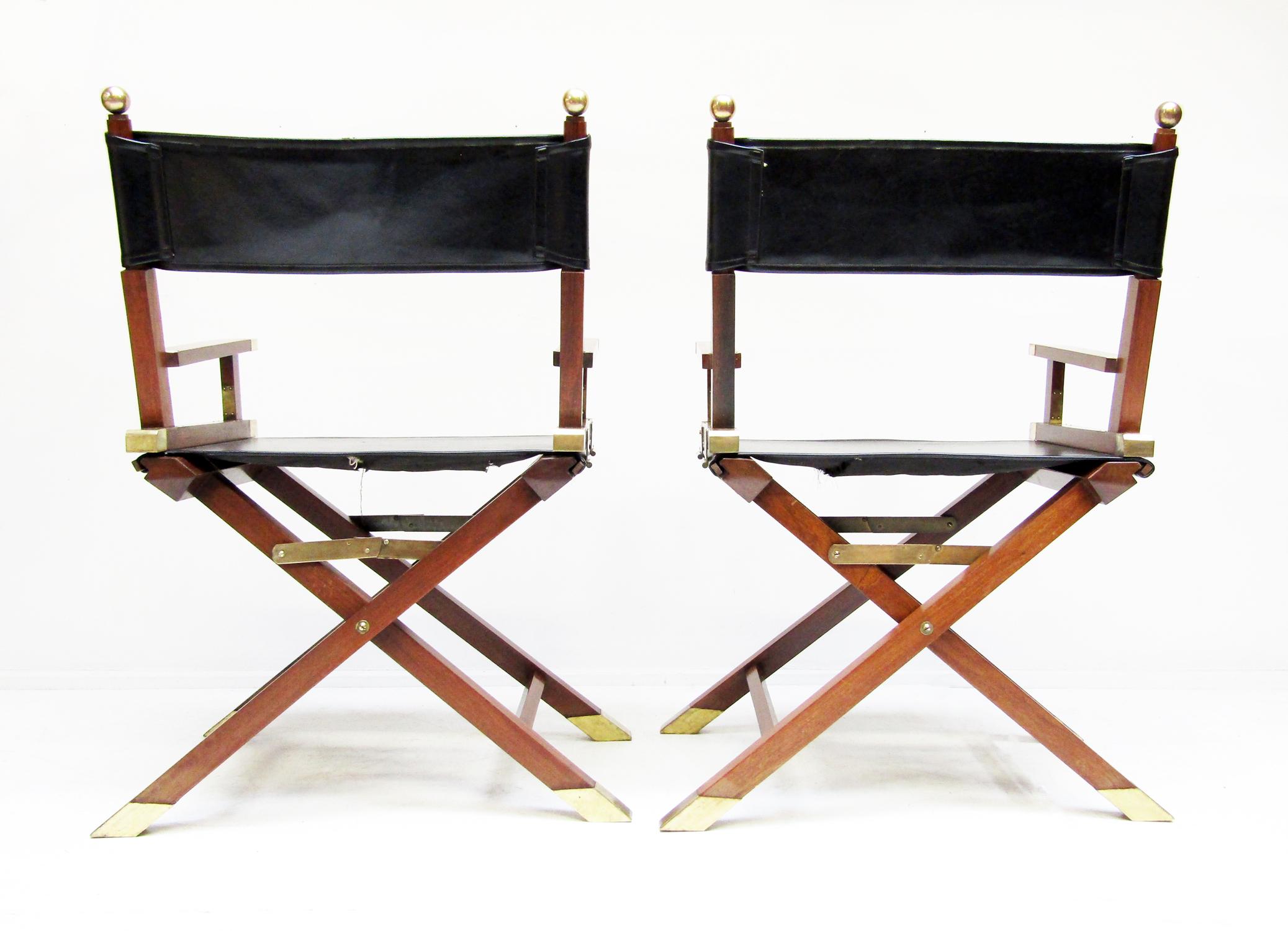 1960s Campaign Safari Chairs in Brass, Mahogany & Leather by Charlotte Horstmann 5