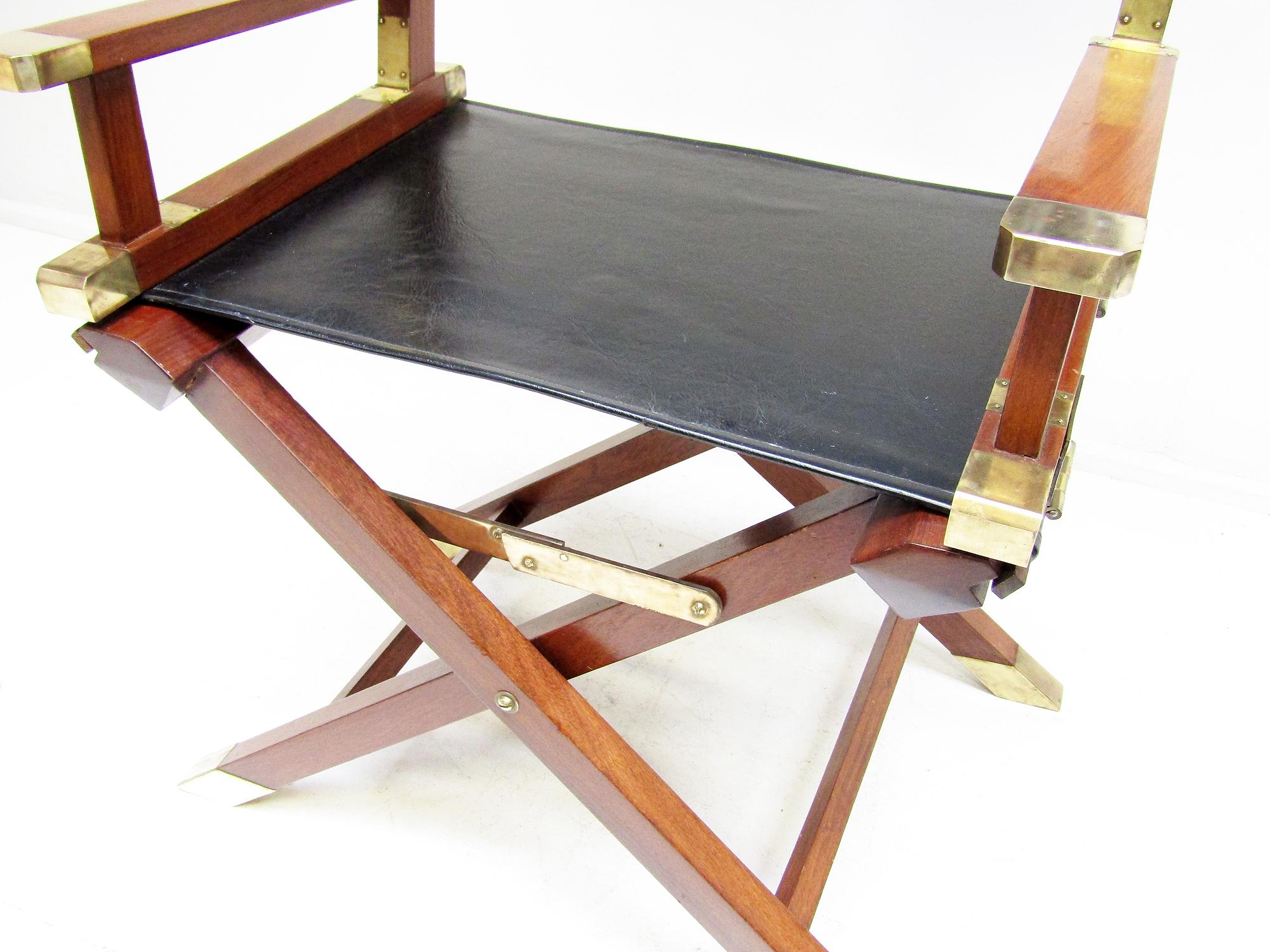 1960s Campaign Safari Chairs in Brass, Mahogany & Leather by Charlotte Horstmann 6