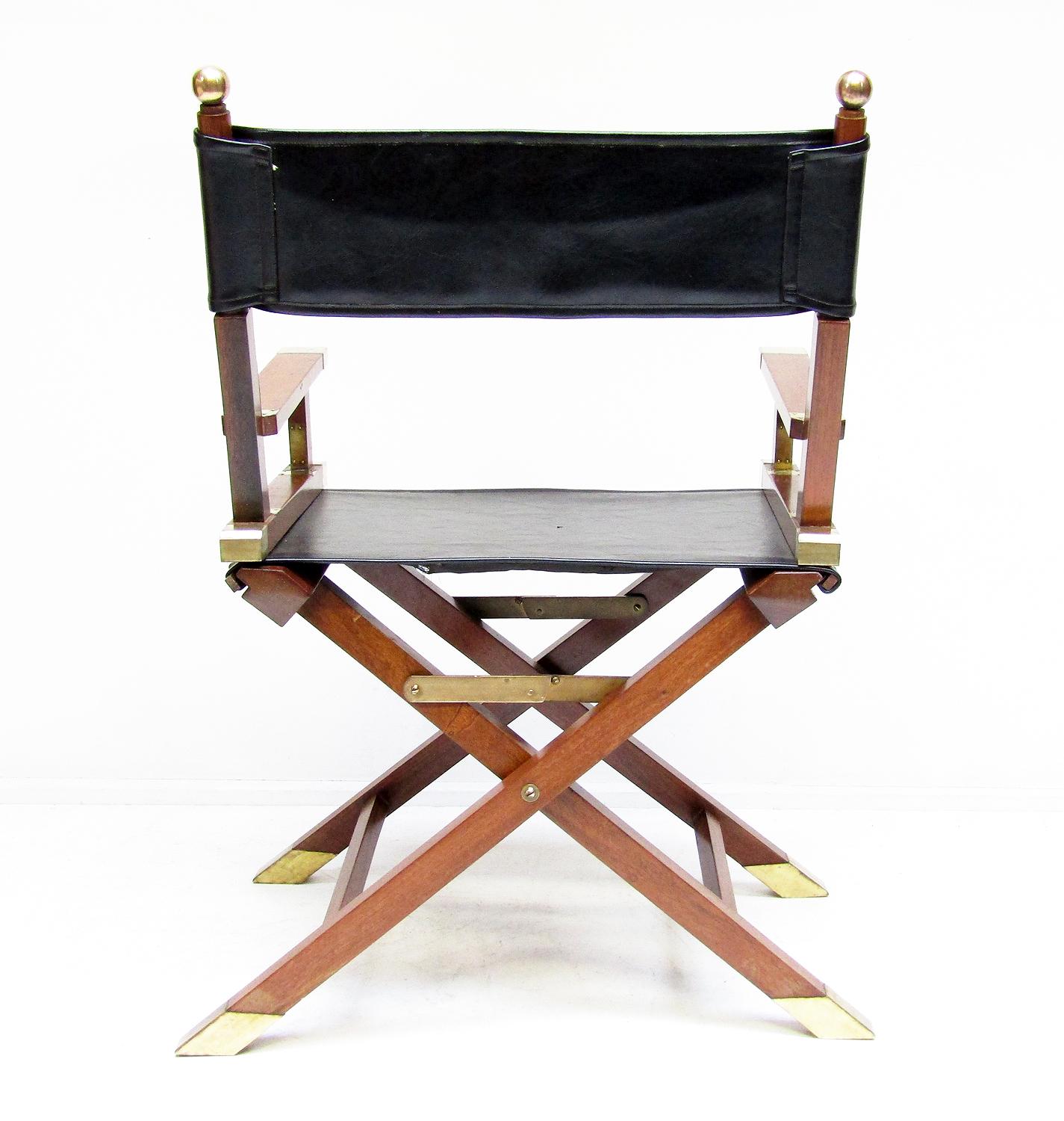 1960s Campaign Safari Chairs in Brass, Mahogany & Leather by Charlotte Horstmann 8