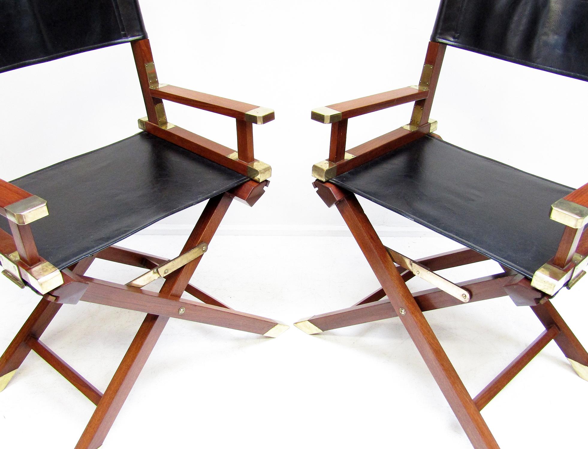 1960s Campaign Safari Chairs in Brass, Mahogany & Leather by Charlotte Horstmann 10