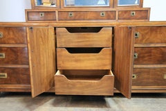 1960's Campaigner Style Drexel Dynasty Triple Dresser and Mirror