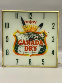 1960s Canada Dry Ginger Ale Illuminated Advertising Wall Clock, Pam Clock Co.