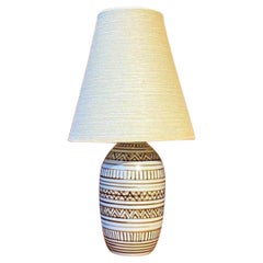 1960s Canadian Hand Painted Lotte Lamp with Original Shade