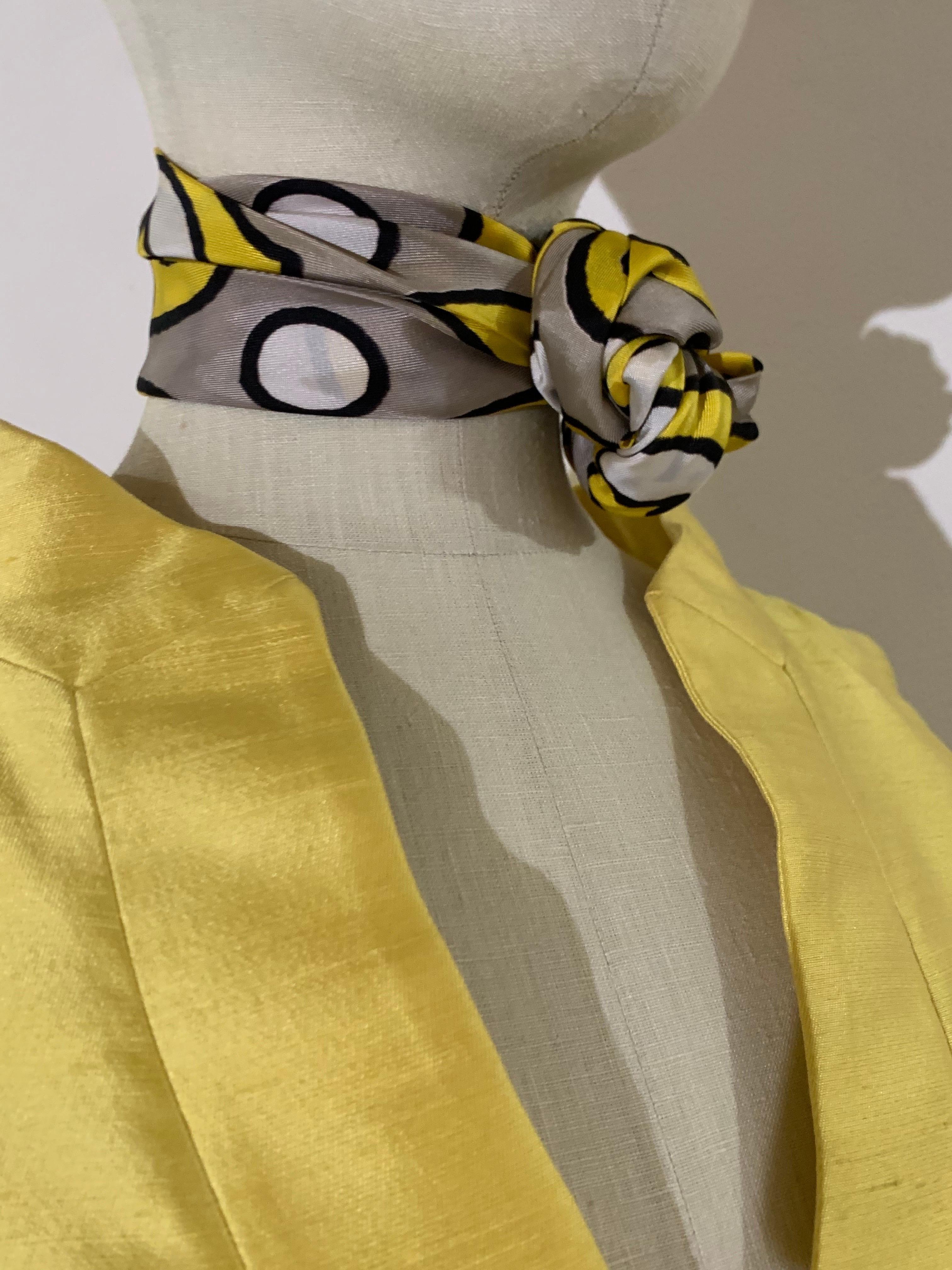 1960s Canary Yellow Silk Shantung Empire-Waist Sleeveless Cocktail Dress For Sale 10