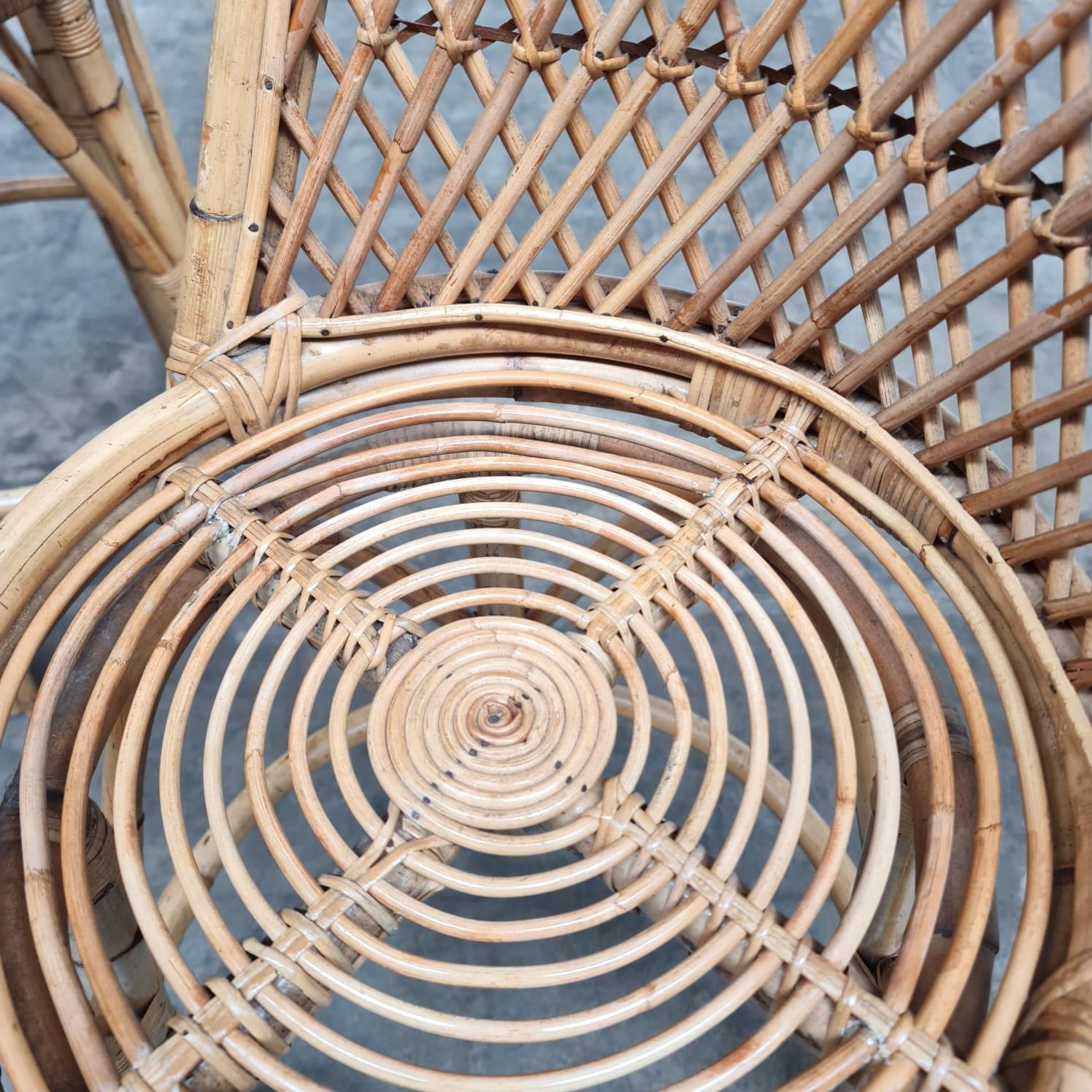 1960er Bambus-Barhocker aus Schilfrohr im Zustand „Gut“ im Angebot in LYON, FR