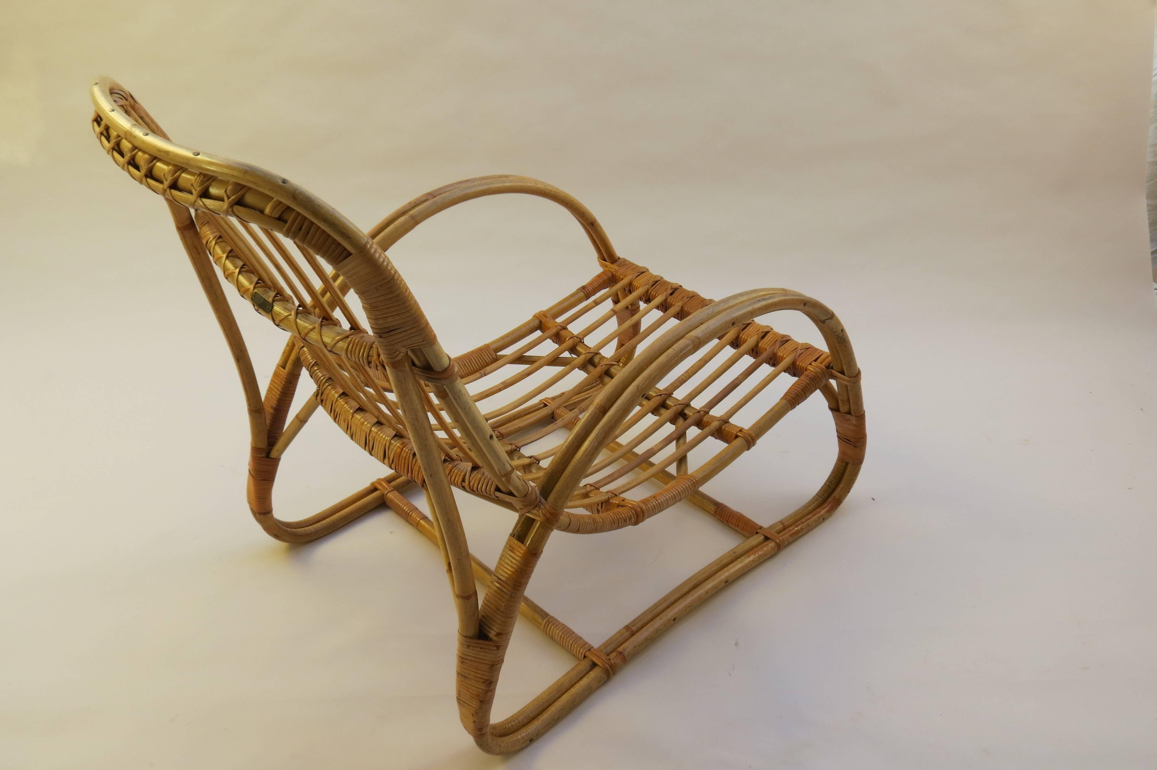 Mid-20th Century 1960s Cane Lounge Chair and Footstool by Dryad and Angraves