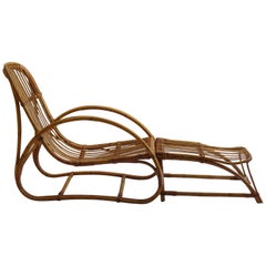 chaise longue et pouf en rotin des années 1960 par Dryad et Angraves