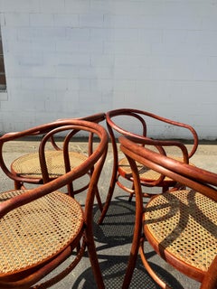 1960s Cane Thonet B9 Bentwood Arm Chairs for Stendig, 4 Available