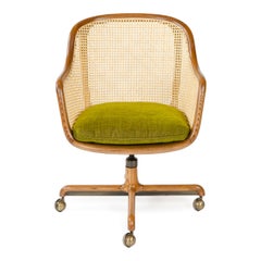 1960s Caned Low Back Swiveling Desk Chair by Ward Bennett for Brickel Associates