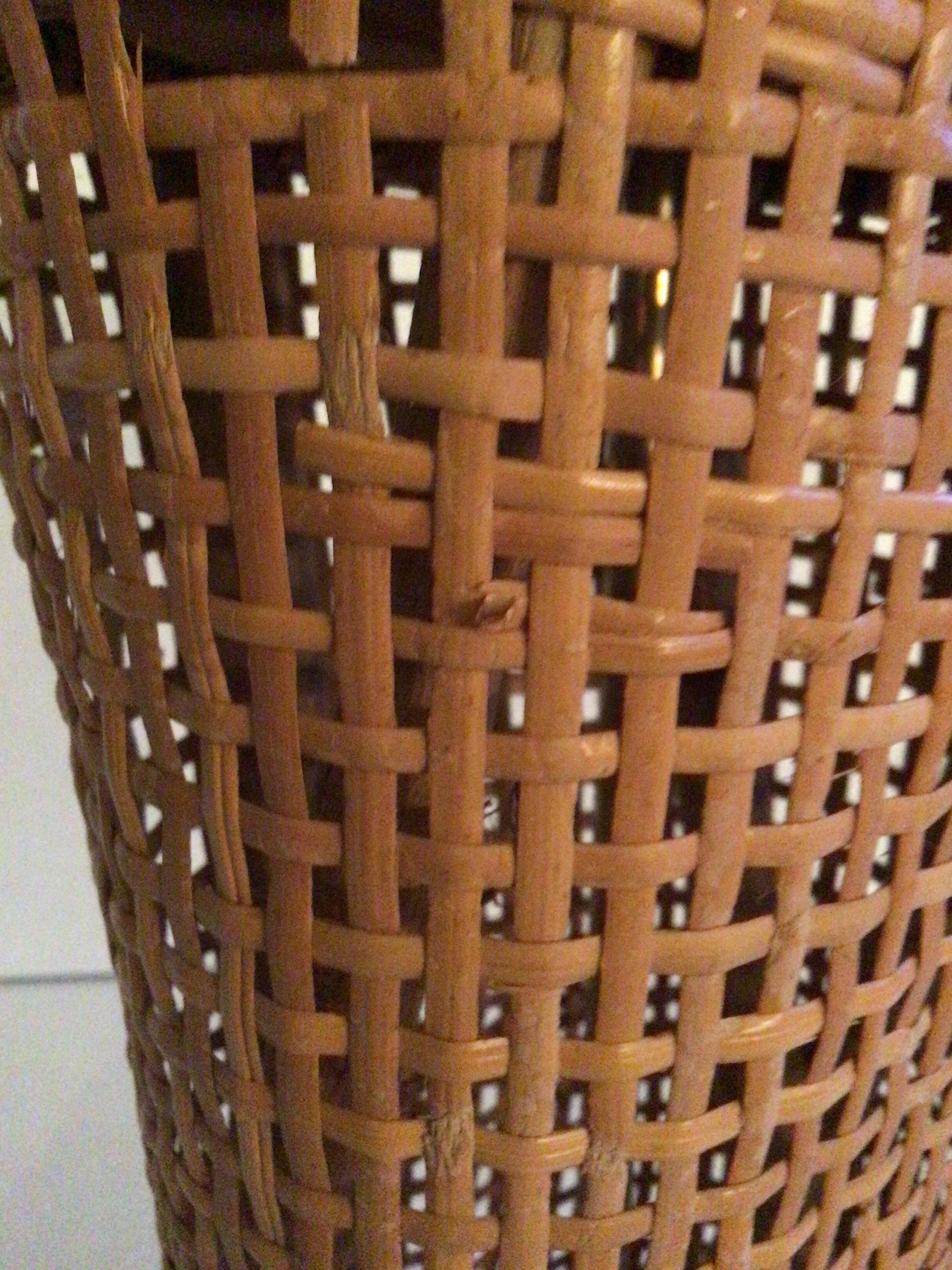 1960s Caned Table Lamp With Wood Top and Base For Sale 9